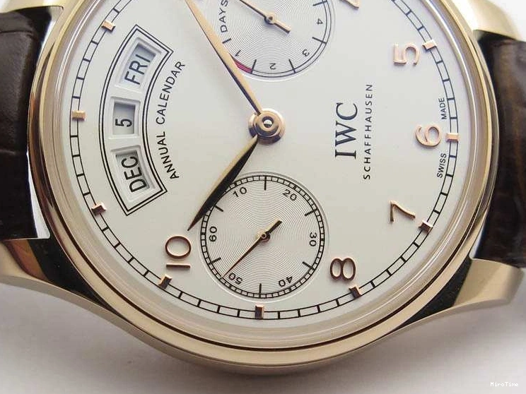 MIROTIME 0817 Portuguese Real PR Real Annual Calendar RG IW503504 YLF 1:1 Best Edition White Dial On Leather Strap A TimelessDesign 7242